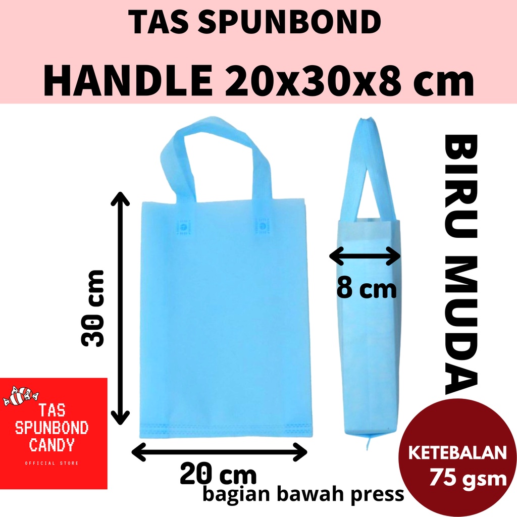 

TAS SPUNBOND BOX GOODIE BAG HANDLE 20x30x8 cm BIRU (A/B/C)