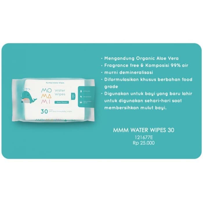 Momami Water Wipes Baby Tissue Tisu Bayi 30 Sheet - Melon Flavour