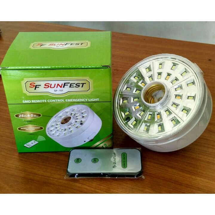 Lampu Emergency Fitting E27 Sunfest Sf-781 (30 Smd Led) Remote