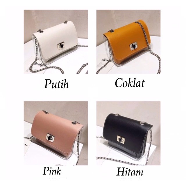 LDS 307-48 TAS SELEMPANG TRANSPARAN BAG FASHION WANITA TAS BAHU SLINGBAG FASHION IMPORT