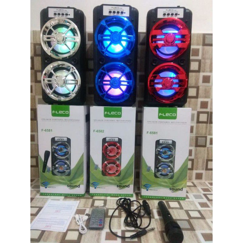 COD SPEAKER BLUETOOTH F-6581/F-6582 BONUS MIC KARAOKE + REMOTE // SALON AKTIF SPEAKER F-6581/F-6582 SUPER BASS