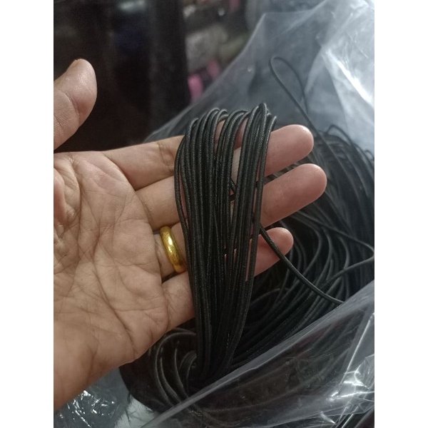 tali bulat elastis tali string elastis/tali karet bulat  3mm 13 warna( permeter)-Hitam 2,5mm