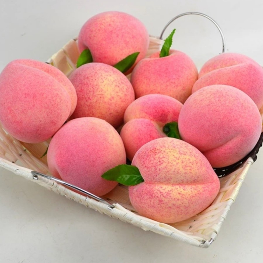 buah persik buah pink peach buah hias replika hiasan buah palsu