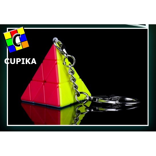 Rubik Keychain QiYi Pyraminx Keychain 3x3x3 Stickerless QiYi Gantungan Kunci