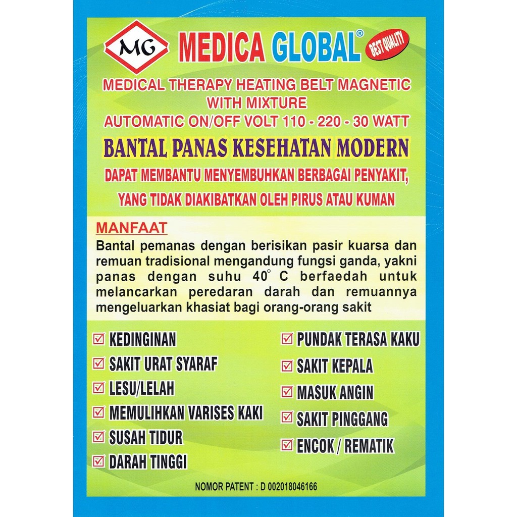 Sauna Belt Bantal Panas / Terapi Kesehatan / Bantal SAUNA MEDICA GLOBAL