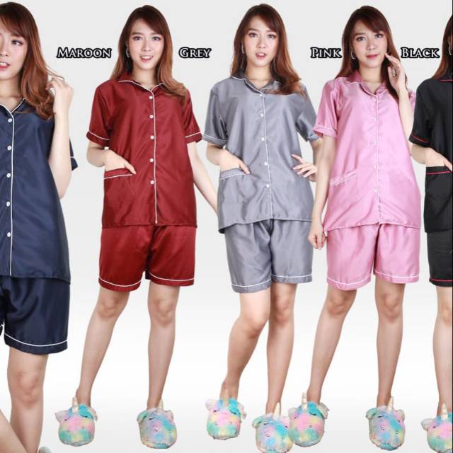 Loverfashion hotpans Piyama saten polos