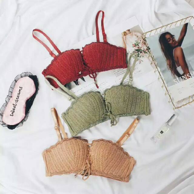 [bra+CD] CB281 bra tanpa kawat dengan busa set pakaian dalam bisa dipakai model kemben tali sepatu