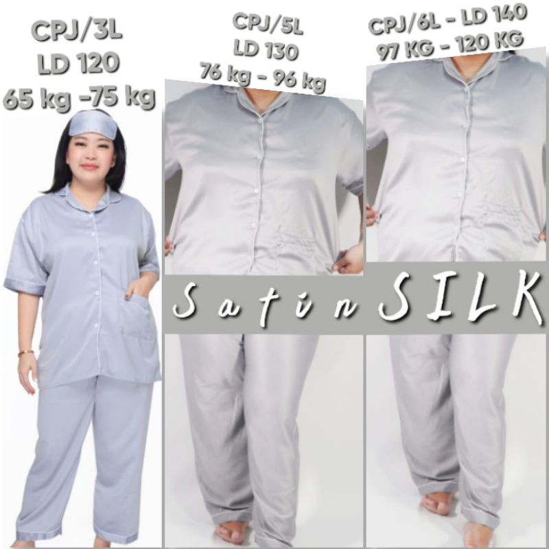 Baju tidur big size satin LD 150 140 130 / PIYAMA JUMBO  POLOS SILK SATEN PIAMA BIGSIZE