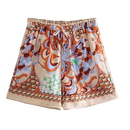 White Scale Pattern Short Pants Satin 66871 (SALE)