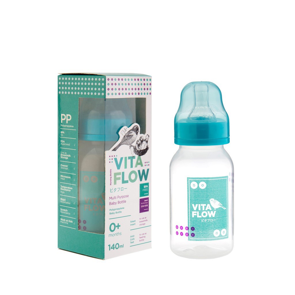 VITAFLOW Botol Susu Multifungsi PP 60ml /140ml  Dot Size S (MOTIF ATAU WARNA AKAN DI KIRIM RANDOM)