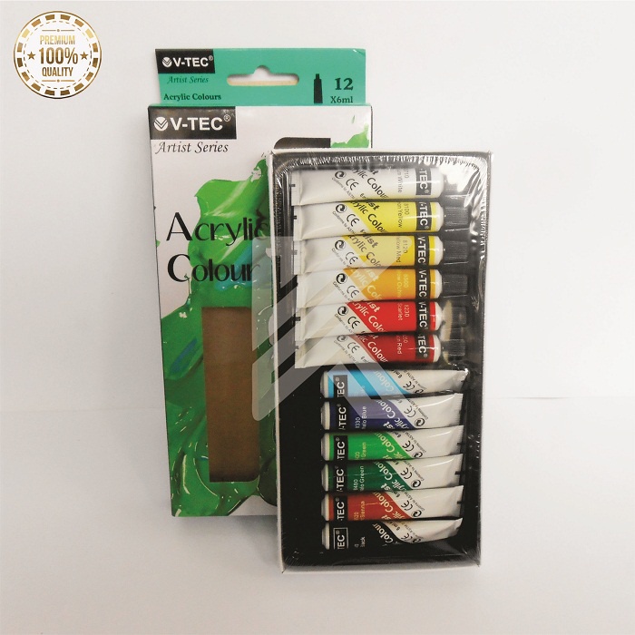 

Cat Akrilik Set 12 Warna / Cat Acrylic Colour 12 (6ml) / Water Colour