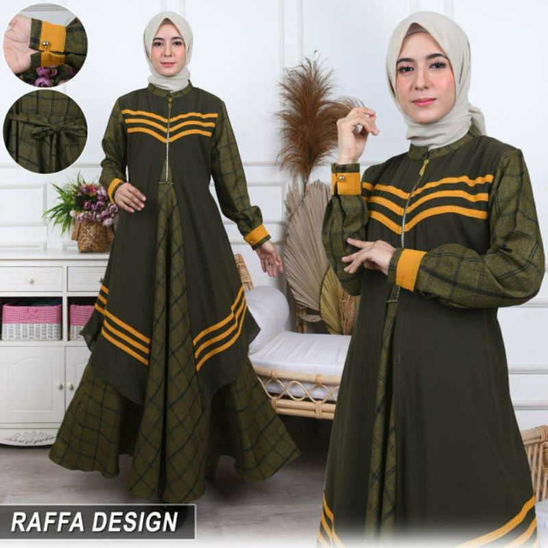 gamis semi woll kotak mix ceruty