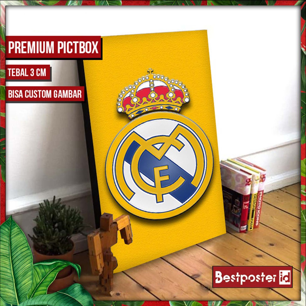 Poster REAL MADRID Frame Kayu Tebal BOLA 0338