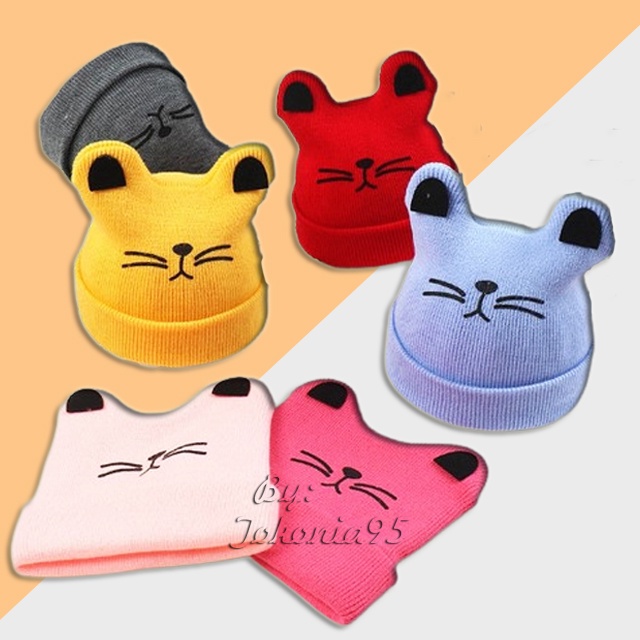 Kupluk Rajut Anak Bayi Telinga Kucing - Baby Hats