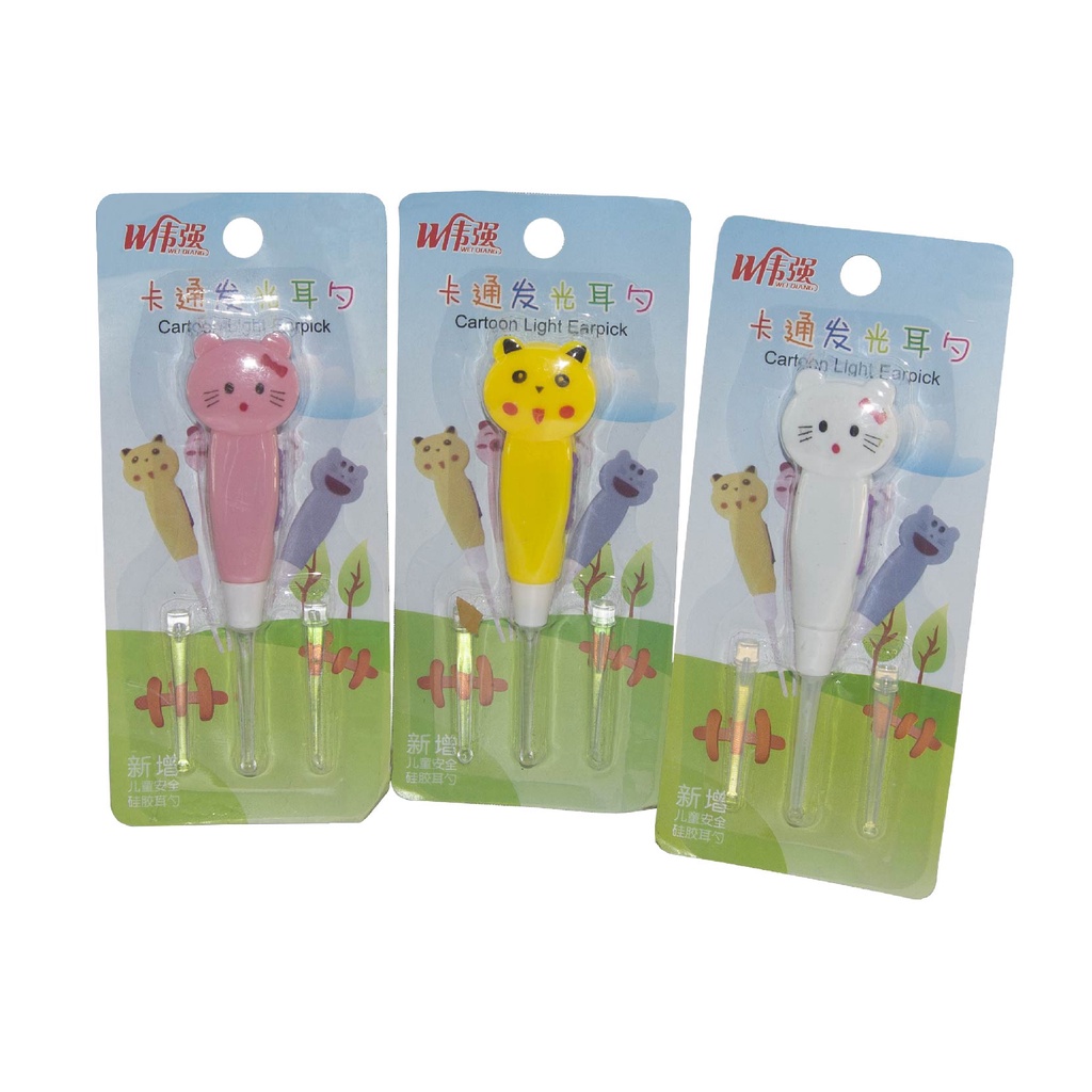 `ღ´ PHINKL `ღ´ Earpick Karakter LED boneka lucu korek kuping pembersih telinga dengan senter lampu