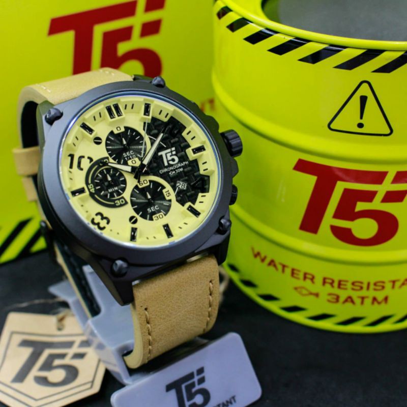 Jam T5 H 3479 original leather chronograph bergaransi free box