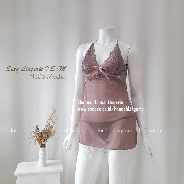 XS-M Lingerie Sets Original Baju Tidur Transparan Sexy Lingerie Wanita  Malam Pertama Lingering N305