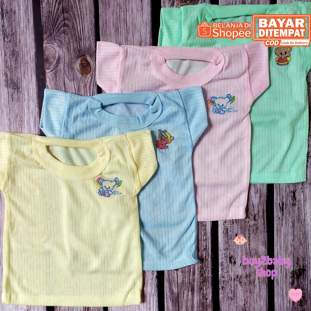 Kaos oblong bayi murah kualitas baik Meyga warna usia 6-12 Bulan isi 4 PCS