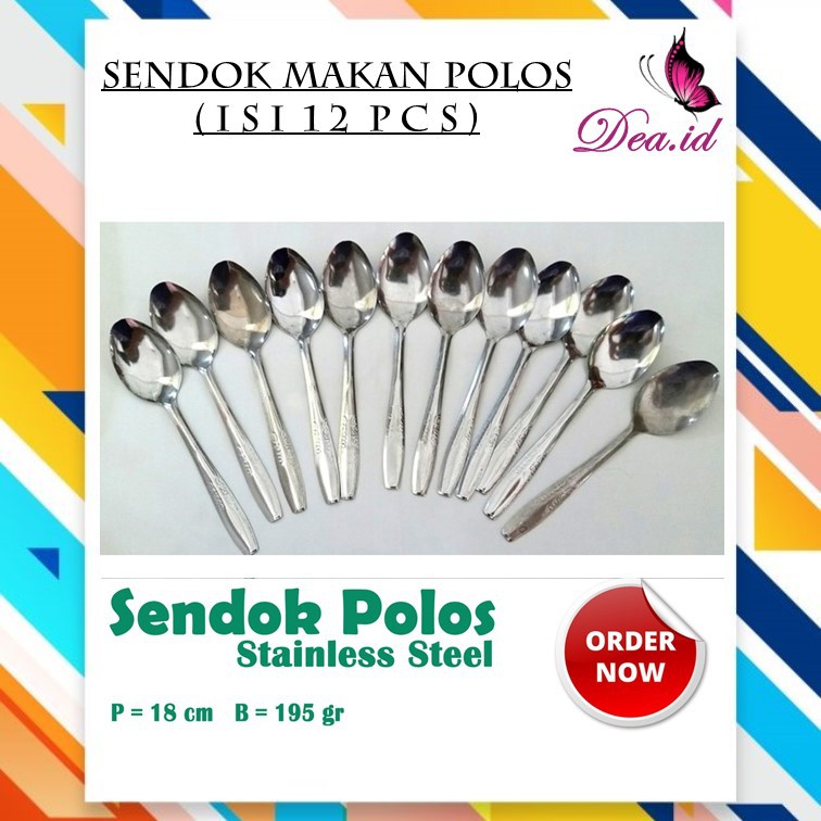 [DEASTORE] SENDOK MAKAN STAINLESS POLOS ISI 12 PCS (SELUSIN) MURAH, TEBAL DAN KUAT