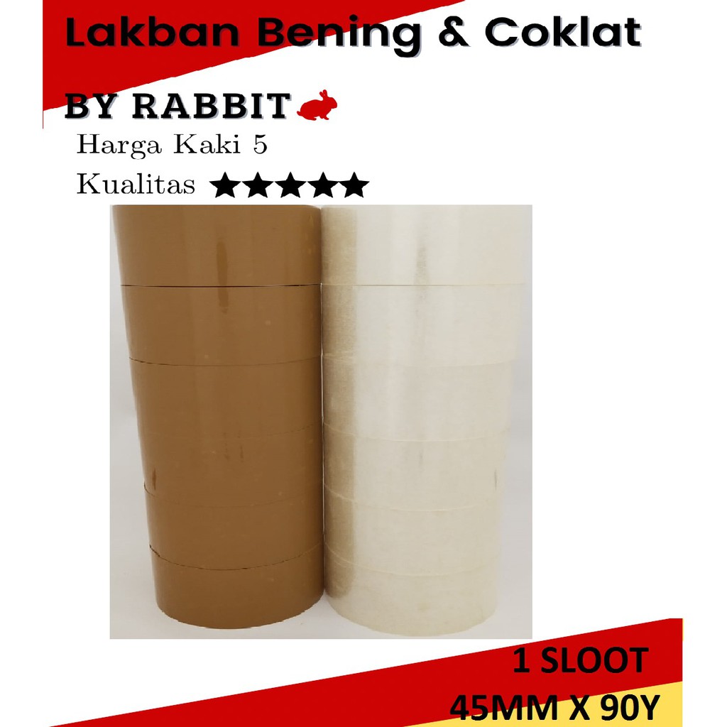 

restock Lakban 2Inch 45MM x 90YARD 45MC Lakban Bening Coklat 1Slot 6Roll 2 inch 45 mm x 80 yard