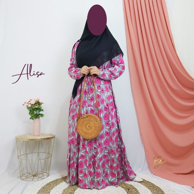 GAMIS ALISA/ALISA DRESS/GAMIS BUSUI/GAMIS KATUN RAYON PREMIUM/HOMEDRESS/DAILY OUTFIT/GAMIS RUMAHAN