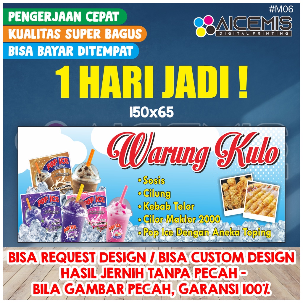 Spanduk Makanan / Spanduk Banner Jualan / Spanduk Ulang Tahun / Spanduk Pop Ice / Spanduk Warung /Sp