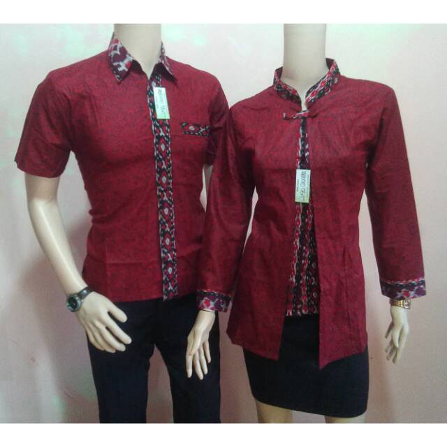 Jumbo couple Sarimbit megamendung merah ori arta batik baju wanita ori seragam promo atasan l grosir