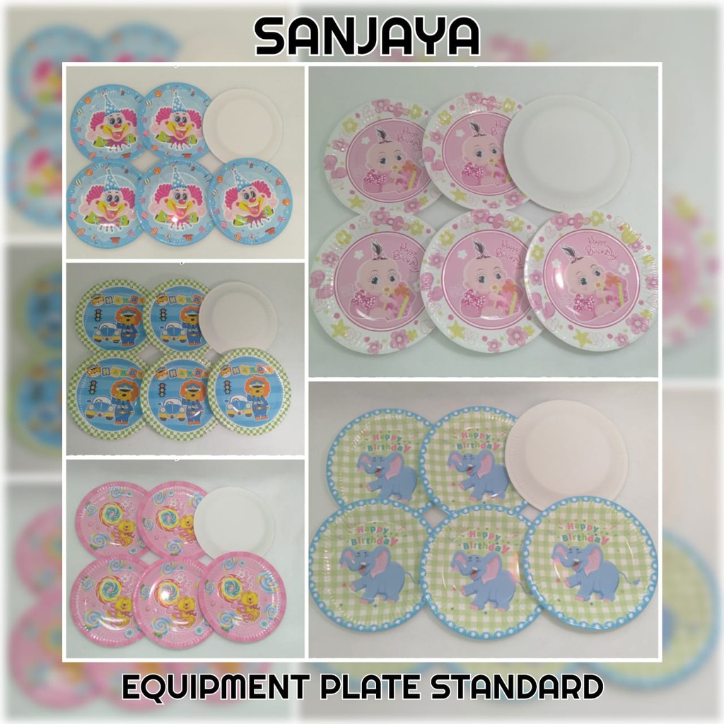 Paper Plate / Piring Kue Kertas Ulang Tahun / Piring Motif Karakter / Equipment Plate Standard