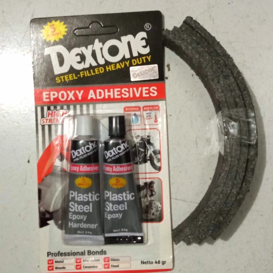 BRAKE LINING/KULIT KAMPAS GANDA MOTOR + LEM CAMPUR DEXTONE 5 MENIT