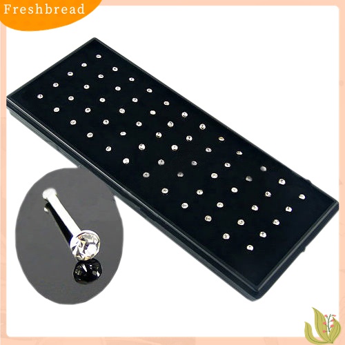 [Fresh] 60Pcs Anting Tindik Hidung Bahan surgical Steel Hias Kristal Berlian Imitasi untuk Wanita