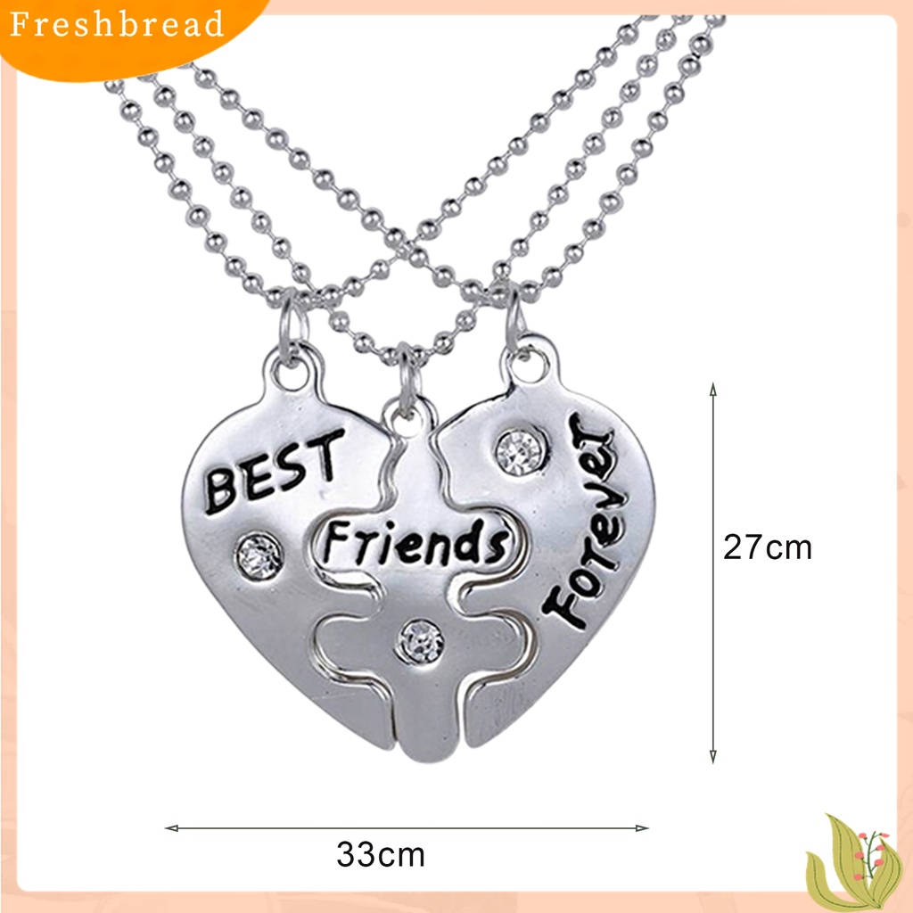 [TERLARIS]3Pcs Broken Heart Shape Carved Letters Best Friends Forever Chain Set for Dating