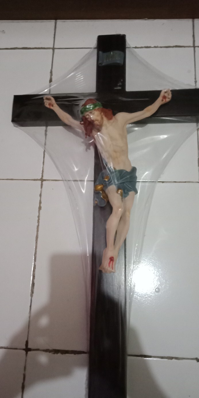 Salib Gantung Katolik Kayu Jati Finishing Sono 70cm-salib Dinding-salib Rohani