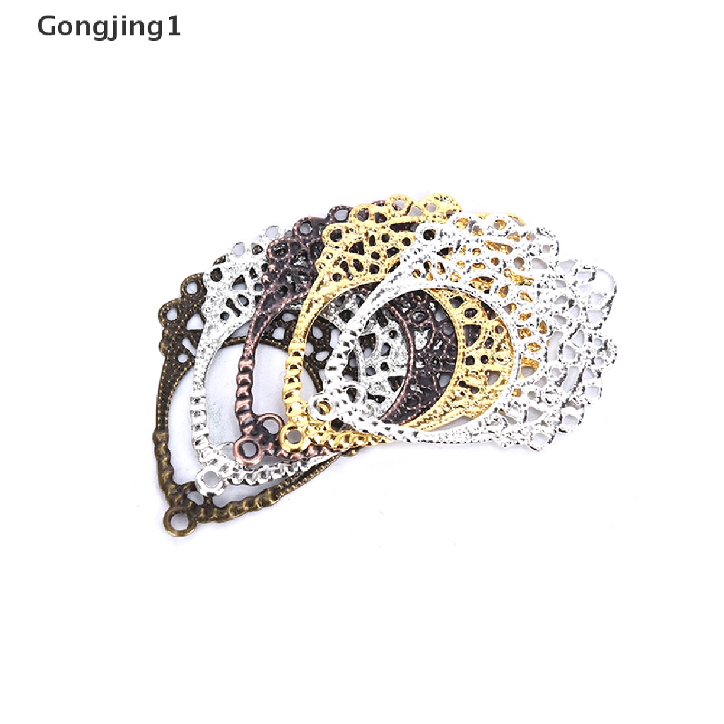 Gongjing1 30pcs Konektor Filigree Wraps Bahan Metal Untuk Membuat Perhiasan DIY