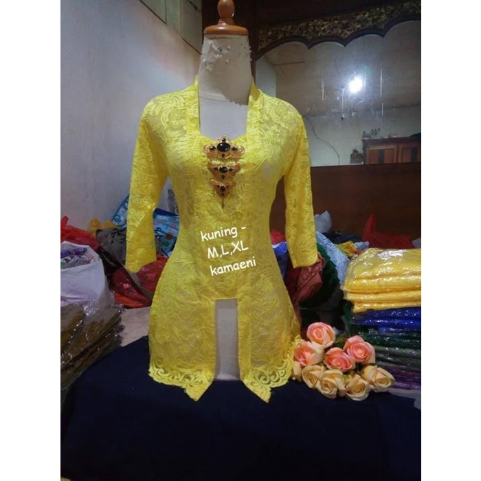 Kebaya Jadi Brokat Cord Strait Kuning Lemon 061