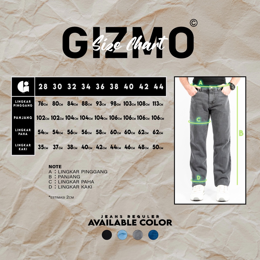 Gizmo Celana Jeans Reguler Grey Retro Basic Denim Celana Standar