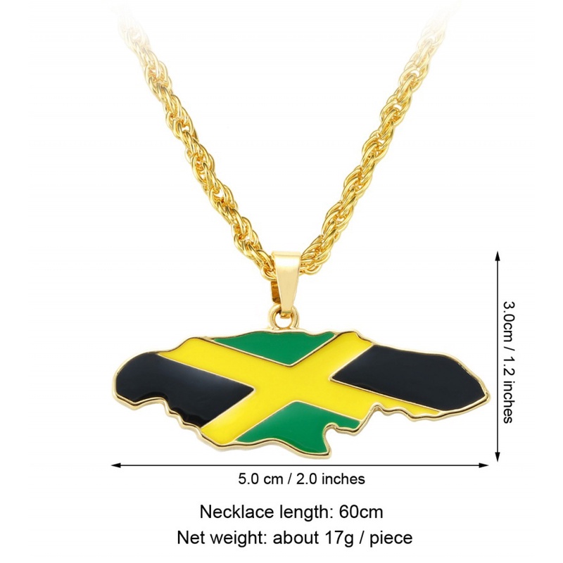 Kalung Liontin Peta Jamaica Bahan Stainless Steel Untuk Wanita