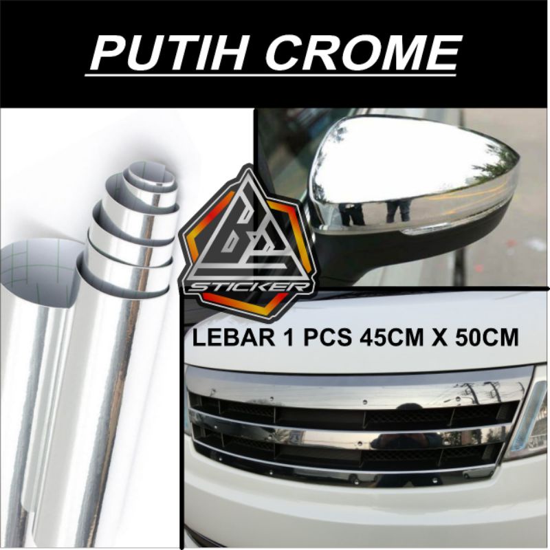 STIKER SKOTLET KROM SILVER / PUTIH CHROME, STICKER MOTOR MOBIL CROM PUTIH , SKOTLET SILVER CROM MIRR
