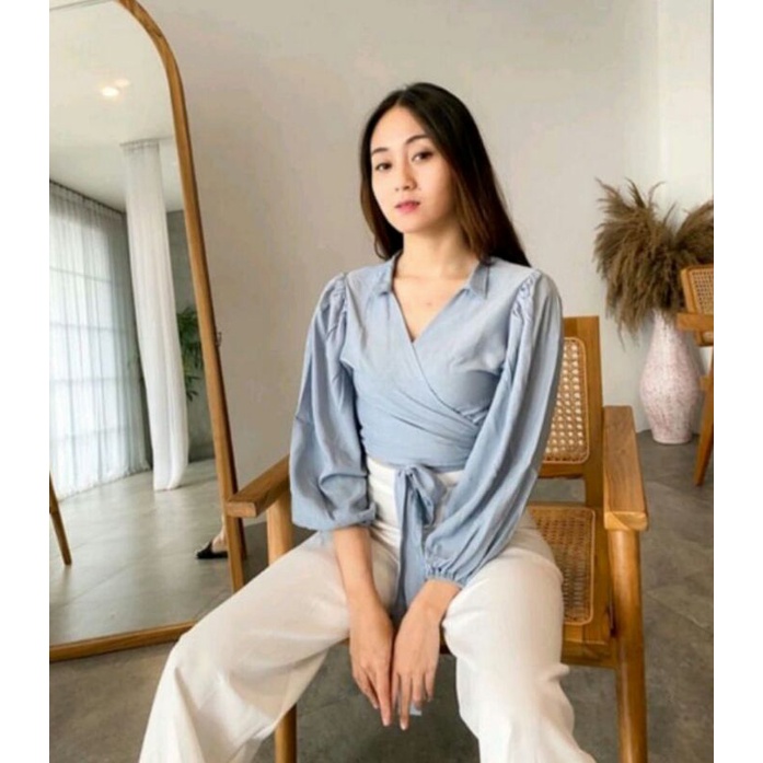 Wrap Top Atasan Wanita Model Kimono Lengan Panjang Best Seller