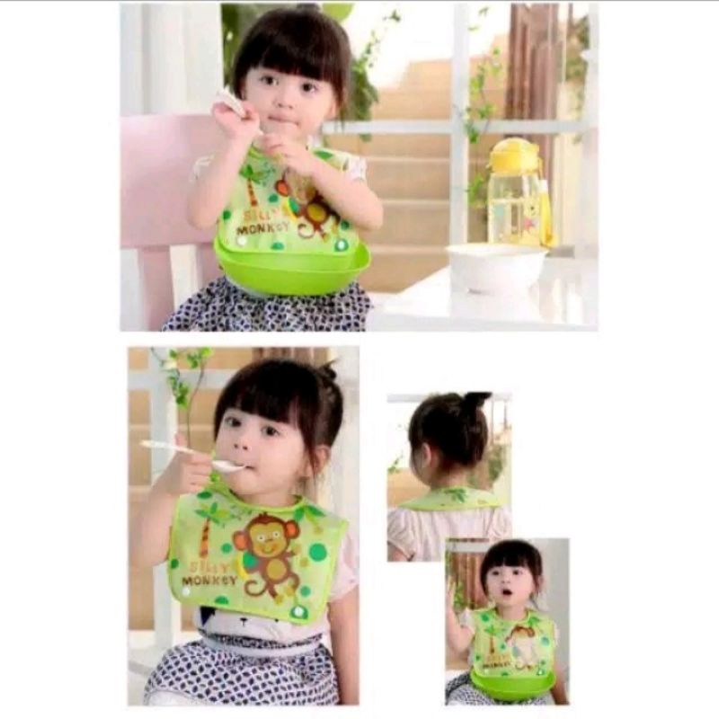 [COD] BIB / SLABBER SILIKON PLASTIK / CELEMEK MAKAN BAYI ANTI AIR / SLABBER SILIKON