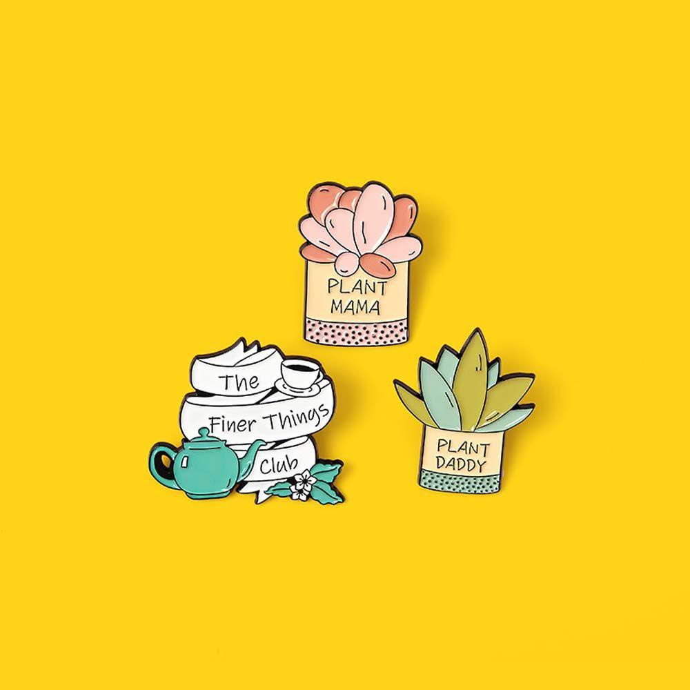 Mxbeauty Bros Tanaman Lucu Kartun Taman Kecil Aksesoris Perhiasan Berkebun Lencana Lencana Pin Kerah Pin Enamel Pin