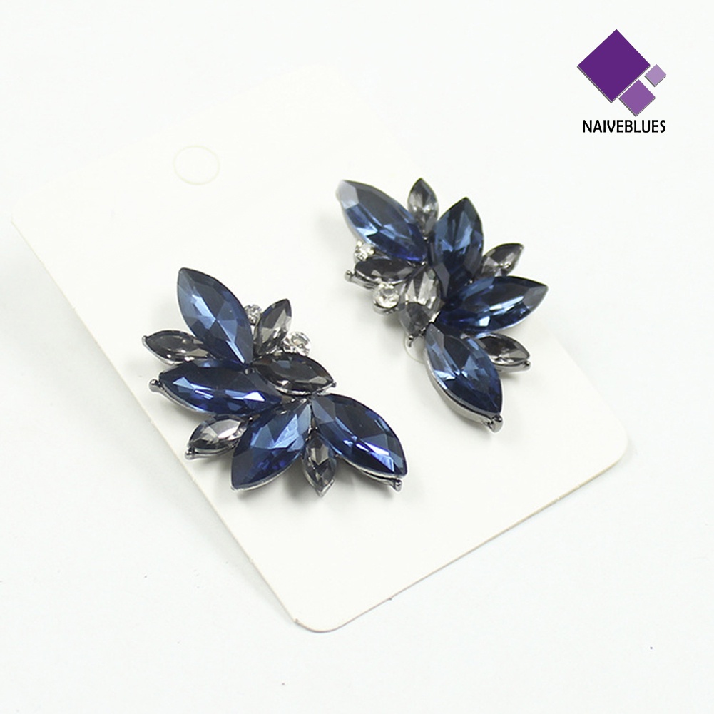 1 Pasang Anting Stud Dangle Berlian Imitasi Untuk Wanita