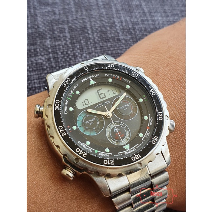 Jam Citizen Yacht Timer Digi-Ana C050-088379 K Vintage