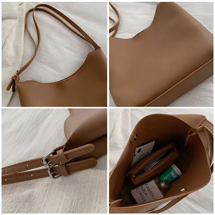 BJ21225 (2IN1) - BLACK/BROWN/KHAKI - TAS TOTE SHOULDERBAG POUCH WANITA FASHION IMPORT MODIS ELEGAN TERMURAH TERLARIS TERBARU BAGSTORE JAKARTA TAS BATAM JT1225