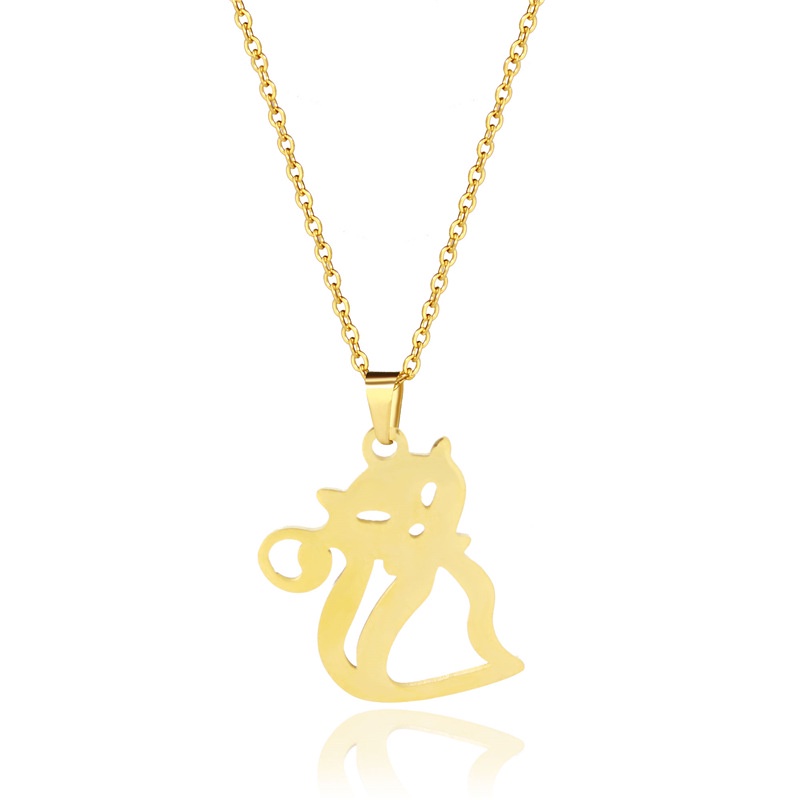 Aksesoris hollow lucu Kitty kalung fine melempar stainless steel hewan anak kucing liontin kalung