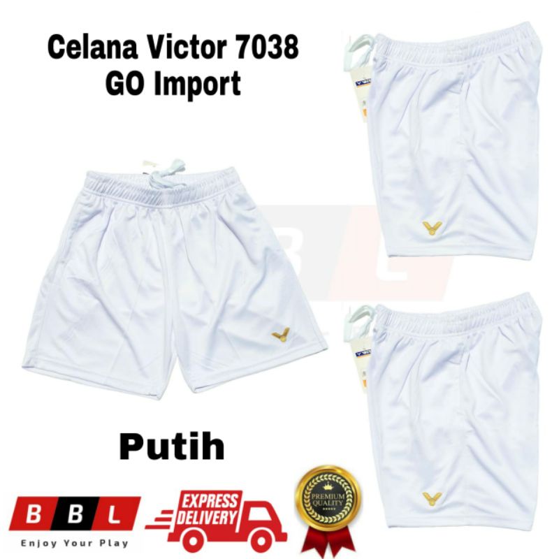Celana Badminton Victor 7038 Putih Grade Ori Import / Celana bulutangkis Victor Import kolor pria ko