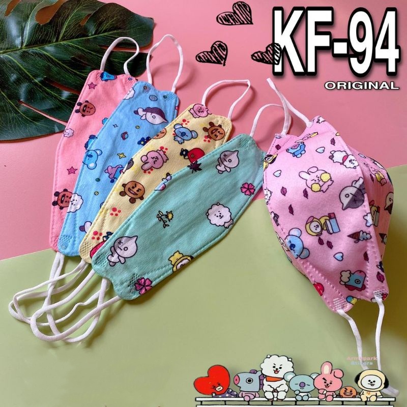 (COD) Masker Anak KF94 Mask Motif Earloop Mask 4Ply 5 Variasi Mix Isi 10PCS MALL SHOPPING