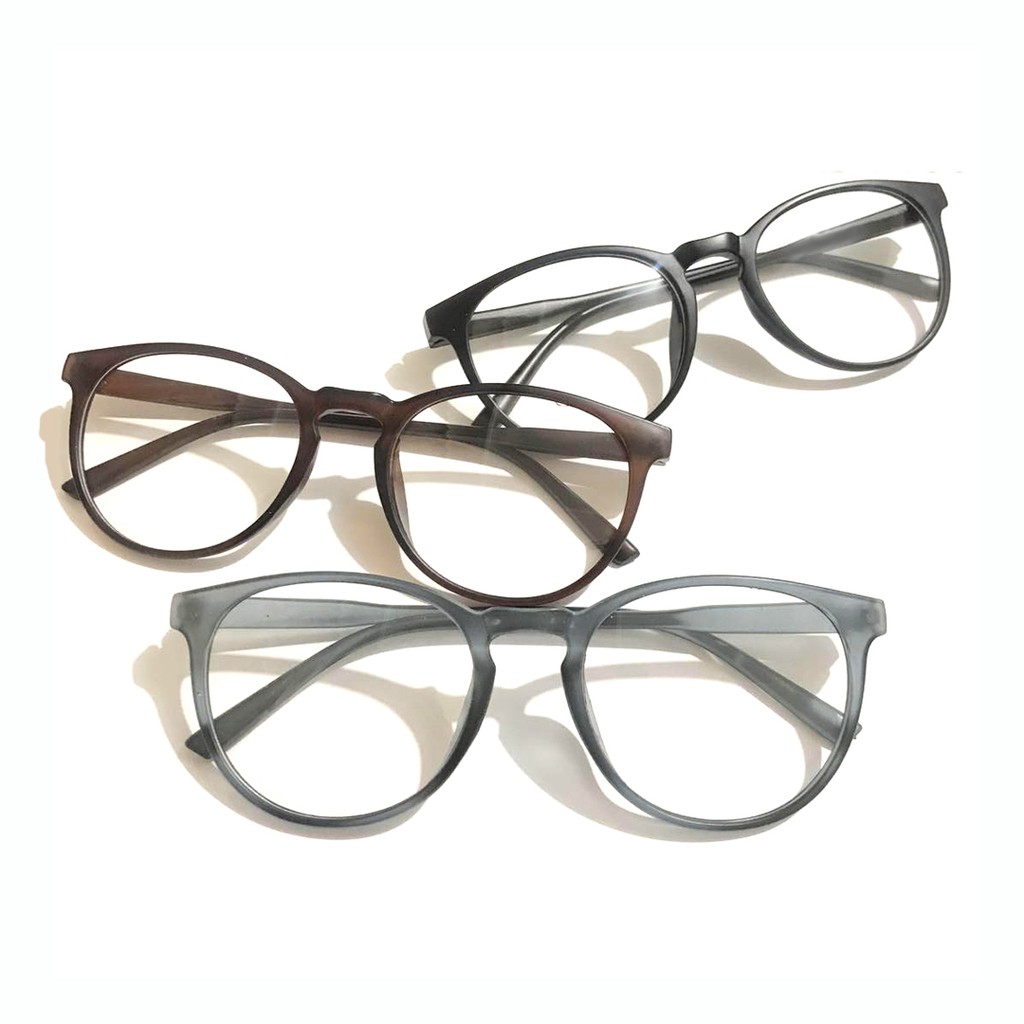 Frame Kacamata Retro Bulat Oval Pria Wanita Korean Fashion Sunglasses Oval Varian Warna Untuk Unisex