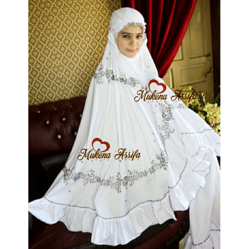 MUKENA PUTIH BORDIR REMPEL MUKENA BORDIR PADANG BUKITTINGGI