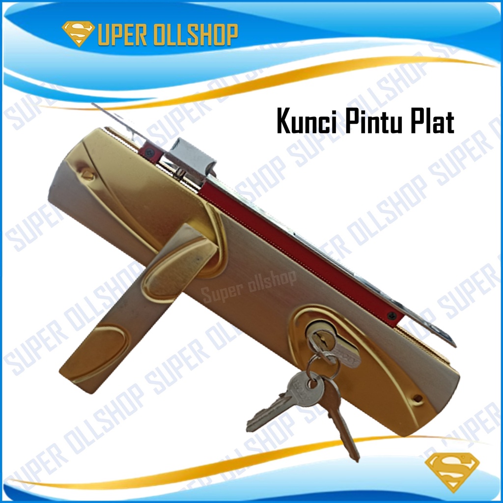 Kunci Pintu Besar Plat Putih Kuning Panjang 25 cm / Handel Pintu Besar Plat / Handle Pintu Rumah Besar / Slot Kunci Pintu Rumah Murah