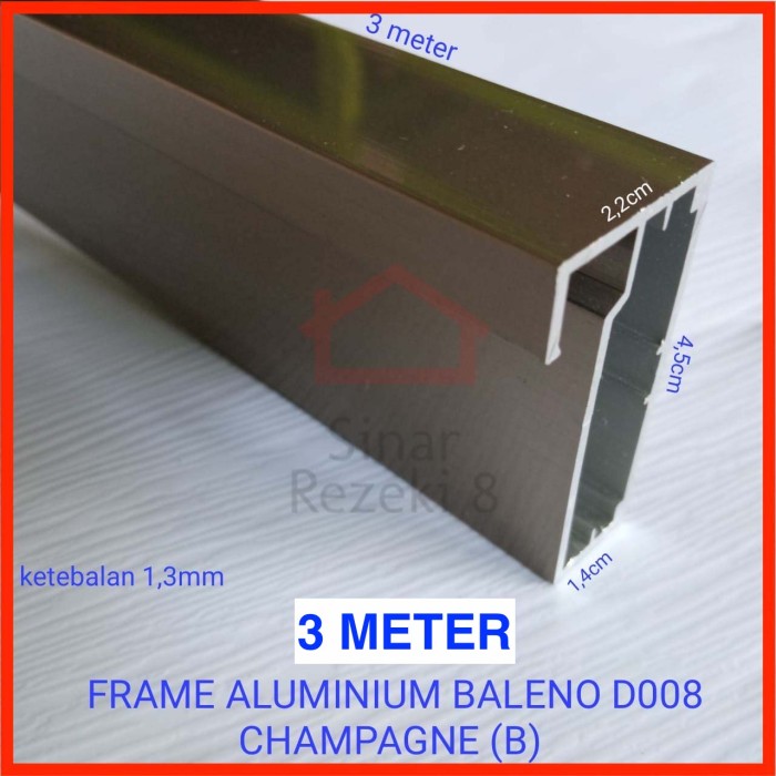 FRAME Alumunium Alumunium Kaca Lemari Kitchen Profil Lis Bingkai Frame D008 CHMP FA 128 - CHAMPAGNE